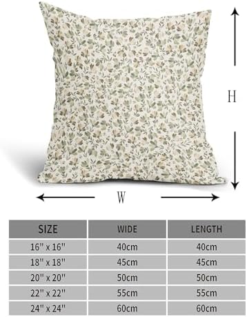 Kawani Spring Daisy Floral Pillow Covers 22X22 Inch Sage Green Brown