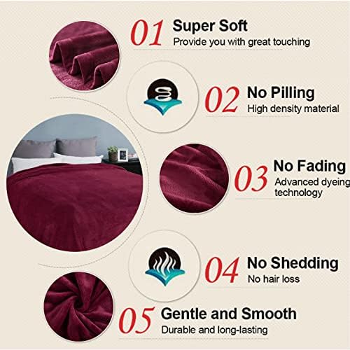 EASELAND Soft Lightweight California King Fleece Blanket, Burgundy