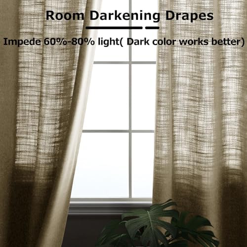 Frelement 108 Inch Length Extra Long Linen Curtains Light Filtering