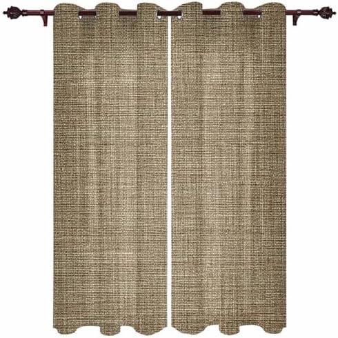 Curtains 96 Inches Long 2 Panels, Vintage Brown Grommets Window