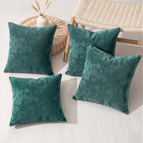 18x18 Throw Pillow Covers Set of 2, Premium Heavy-Duty Soft Chenille