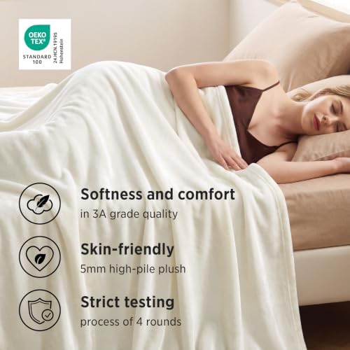 Bedsure GentleSoft Fleece Bed Blankets Full Size Cream - Soft
