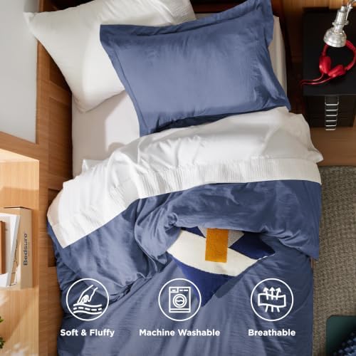 Bedsure Slate Blue Duvet Cover Twin/Twin XL - 2Pcs Prewashed Soft
