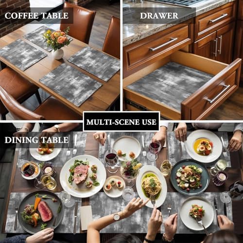 Modern Minimalist Placemats Set of 8, Cotton Linen Fabric Place Mats