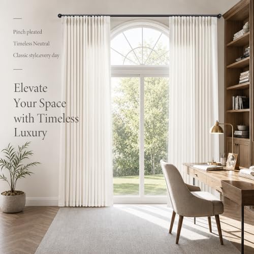 Jowels Natural Pinch Pleated Linen Curtains 63 Inches Long for Living