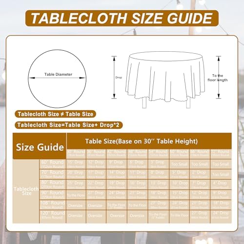 DWCN Round Tablecloth 90 Inch - Waterproof & Stain Resistant