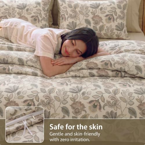 100% Cotton Duvet Cover Queen Size – Vintage Garden Botanical Bedding