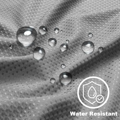 Gray Waffle Shower Curtain, Waterproof Shower Curtain Set for Hotel