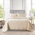 HoneiLife Quilt Set Queen Size - 3 Piece Embroidered Microfiber