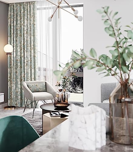 Room Darkening Curtains 72 inches Long for Living Room Floral Jacquard