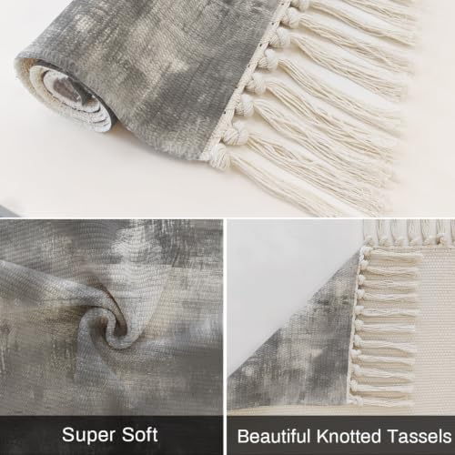 Modern Minimalist Hallway Runner Rug 2'x5', Abstract Painting Texture