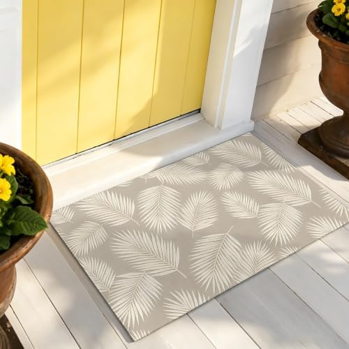 Taupe Palm Leaves Door Mat Indoor Welcome Mats Front Door Mat Outside