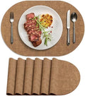 Faux Leather Oval Placemats Set of 6, Brown