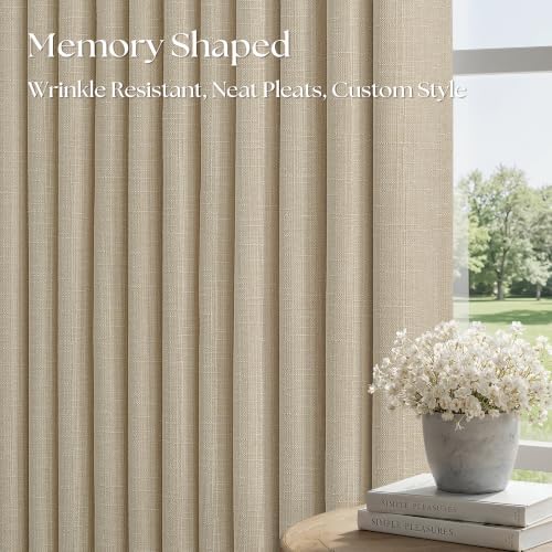 Oatmeal 108 Inch Blackout Pinch Pleated Curtains 2 Panel Set for