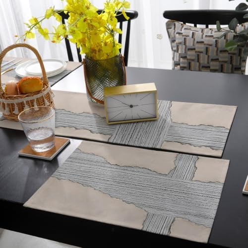 Ripped Paper Table Mats Set of 6 with Table Runner 90 Inches