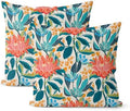 Boho Outdoor Pillow Covers 22x22 Inch 2 Pcs Aqua Teal Coral Colorful