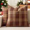 MIULEE Tartan Plaid Throw Pillow Covers Fall 20x20 Inch Reddish Brown