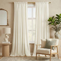 NICETOWN Ivory White Velvet Curtains 108'' Length 2 Panels, Living