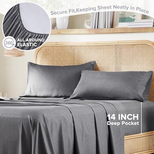 Comfort Spaces Twin XL Sheet Set 3pcs, Rayon Derived from Bamboo, Dark