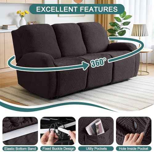 Ruaozz Recliner Couch Cover, Chocolate