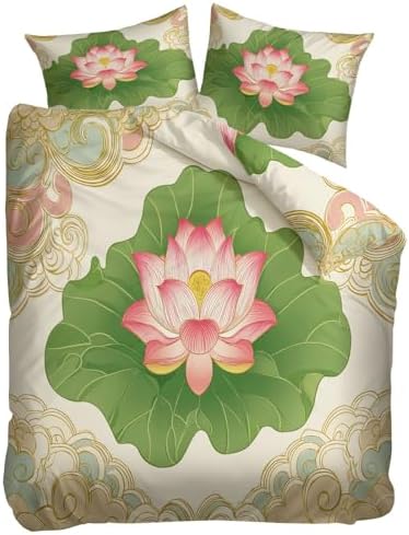 Queen Duvet Cover Set - Traditional Floral Patterns Auspicious Cloud