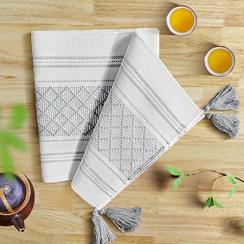 Boho Table Runner for Home Decor Cafe with Tassels Farmhouse Rustic
