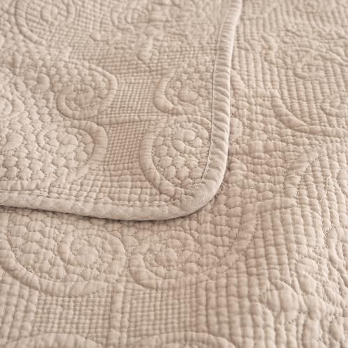 DaDa Bedding Cotton Matelasse Coverlet Set, Taupe Brown, King, 3-Piece