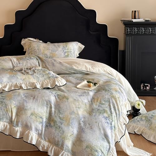VM VOUGEMARKET Muslin Cotton Duvet Cover Set King Shabby Watercolor