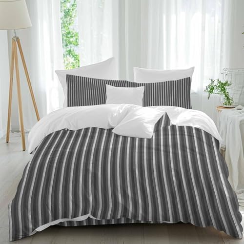 Geometric Grey, Duvet Cover Set Queen Size, Abstract Contemporary