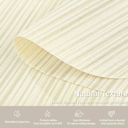 AHHFSMEI Round Placemats Set of 6 Woven Vinyl Non-Slip Heat Resistant