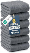 LANE LINEN Face Cloths 100% Cotton 6 Pack Soft Absorbent - Charcoal