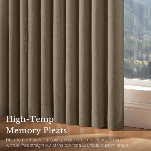 NICETOWN Pinch Pleated Oatmeal Curtains 108 Inches Long 2 Panels