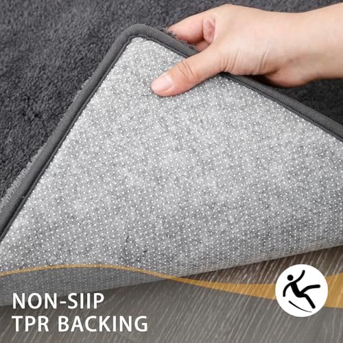 MINIDEAR Bathroom Rugs 24x17 Volcanic Gray - Thick Memory Foam Bath