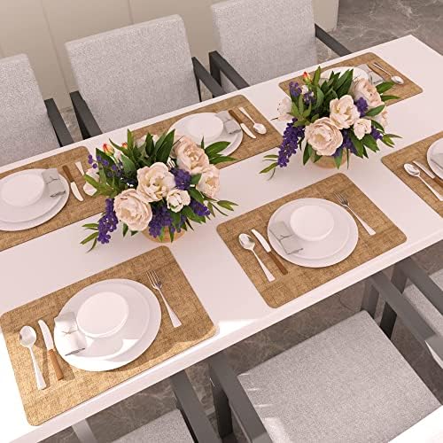 Maxpearl Faux Leather Placemats Set of 8, Easy to Clean, Brown