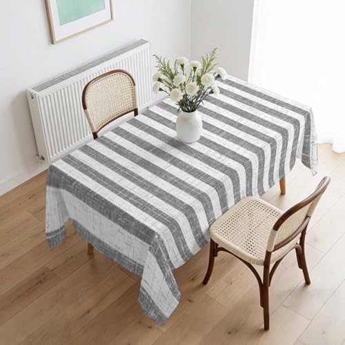 Rectangle Tablecloth, Farmhouse Gray Geometric Line Waterproof Table