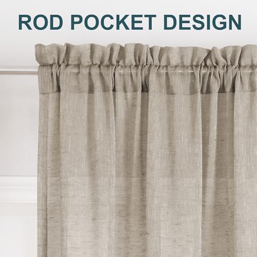 Turquoize Linen Sheer Curtains Natural Linen Semi Sheer Curtains White