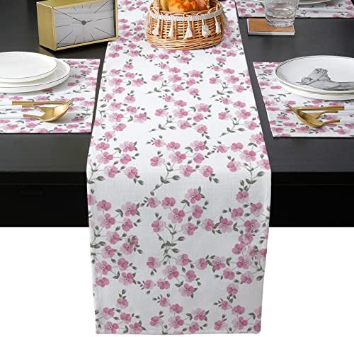 Florals Leaves Table Mats Set of 4 With Table Runner 90 Inches