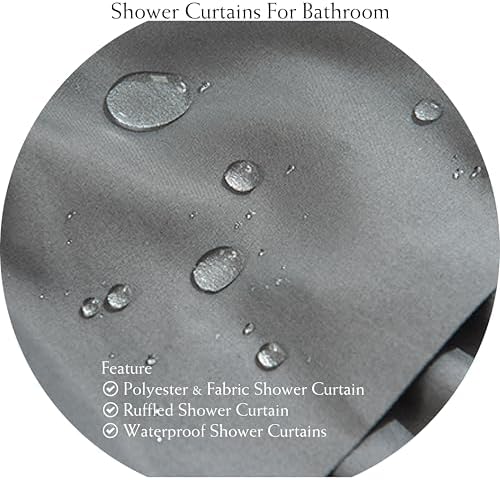 Gray Ruffle Shower Curtains For Bathroom, 72x72, Layered Tiered
