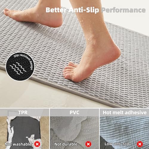 TYUU Bathroom Runner Rug, Long Bath Mat Washable Thin Quick Dry Low