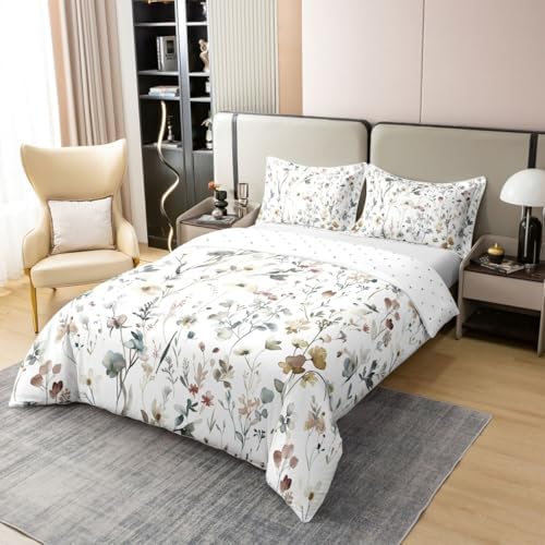 Erosebridal Boho Duvet Cover Set Watercolor Floral 100% Cotton