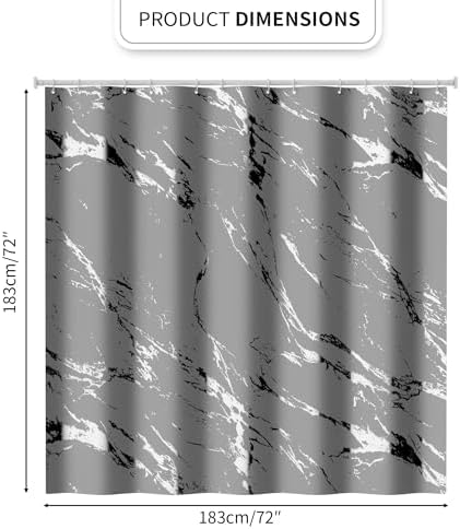 Gray Marble Shower Curtain - Realistic Vein Design, Water-Resistant