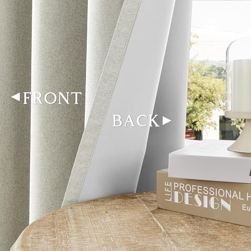 ChrisDowa Greyish Beige Blackout Curtain 120 Inch Long 2 Panels for