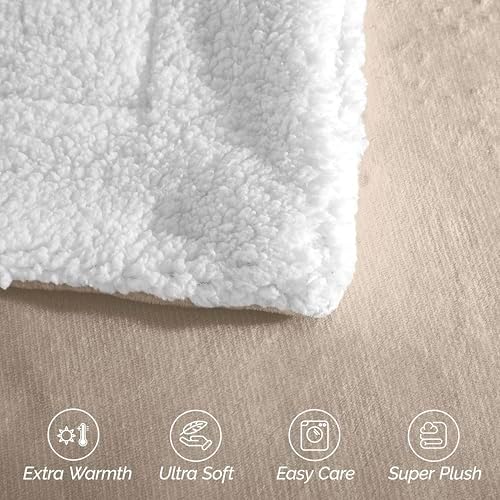 Elegant Comfort Ultra Soft Reversible Flannel Sherpa Blanket - Cozy