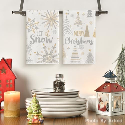 Artoid Mode Snowflake Merry Christmas Kitchen Towels Set of 2 18x26