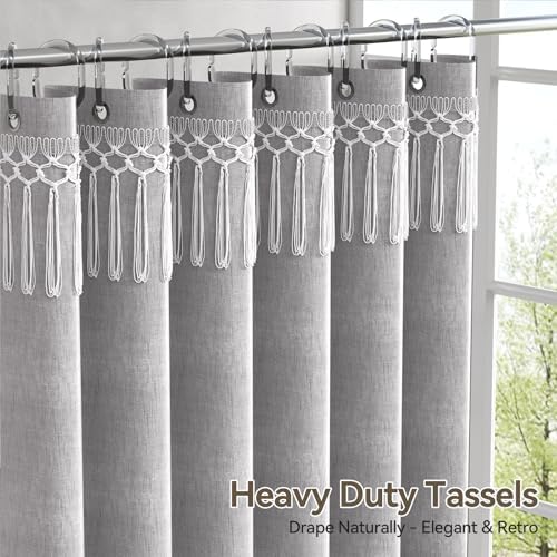 AmazerBath Boho Shower Curtains for Bathroom, Farmhouse Shower Curtain