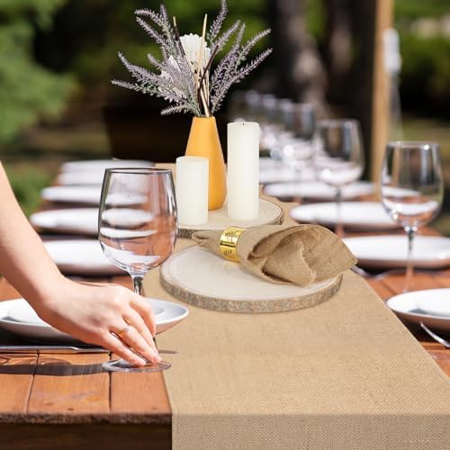 Tioncy 12 Pcs Burlap Table Runner Wood Slices Rustic Farmhouse