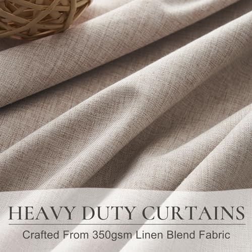 QJmydeco Flax Linen Curtains for Living Room 2 Panels Set, 8-3/4 ft