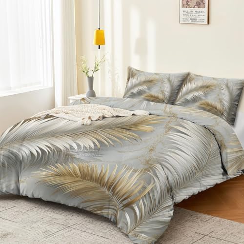 Soft Microfiber Duvet Cover Plants 3D Palm Leaves - King Size