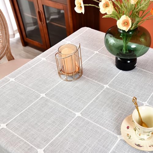 Plaid Farmhouse Tablecloth Checkered Cotton Linen Heavy Weight Table