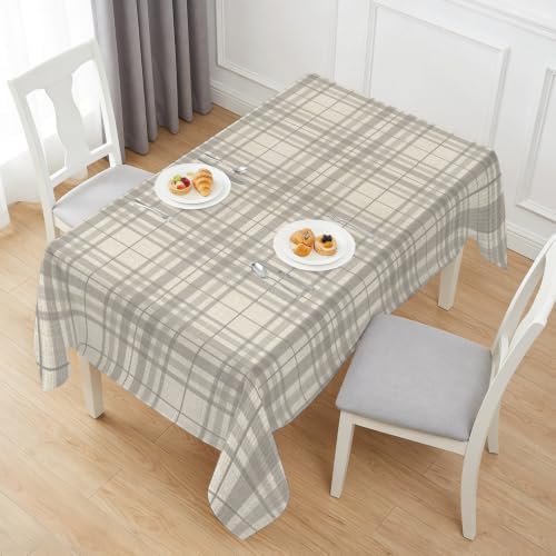 Minimalist Gray Stripe on Beige Rectangle Tablecloth 60x120 Inches